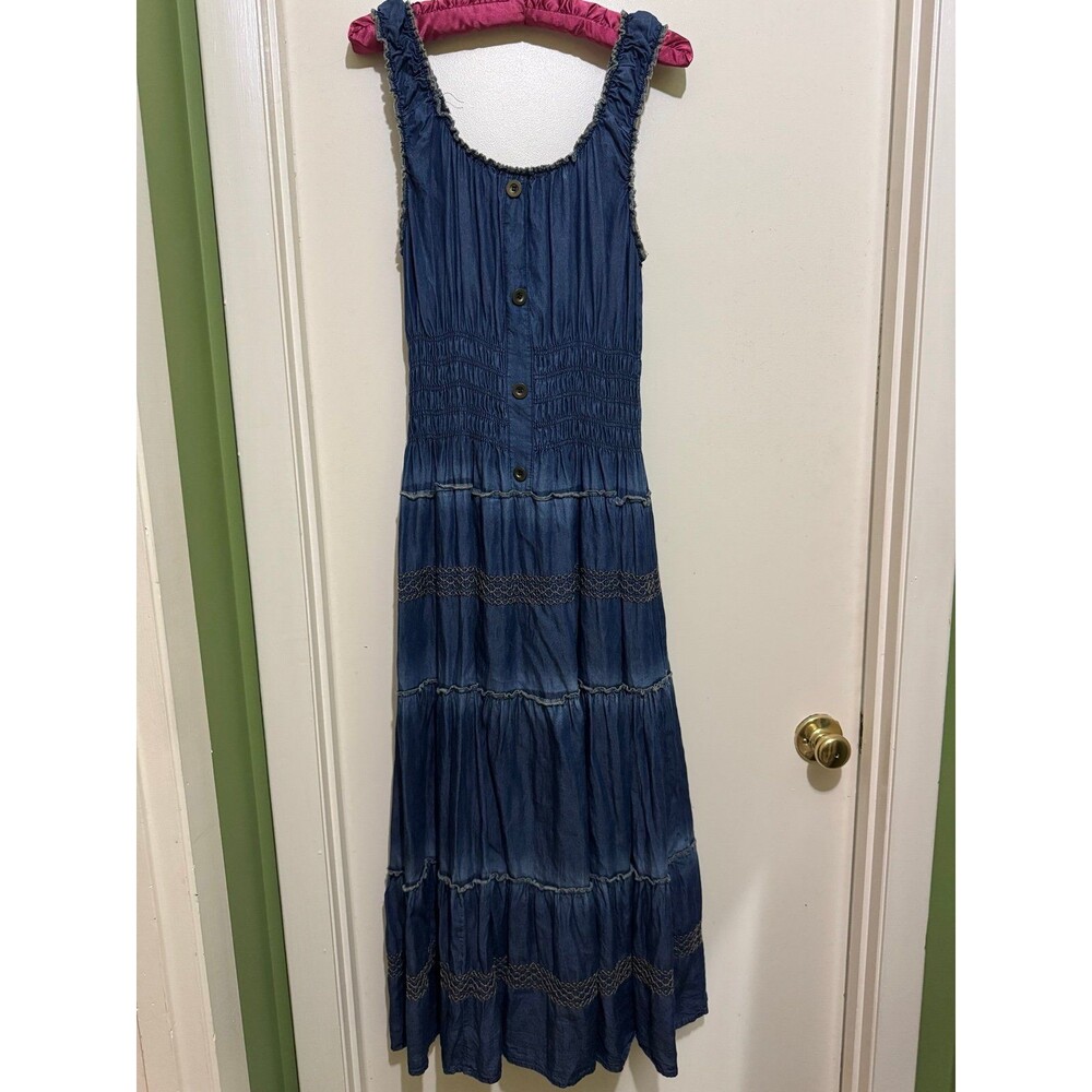 LAPIS DENIM COTTAGE CORE PRARIE MAXI DRESS LP